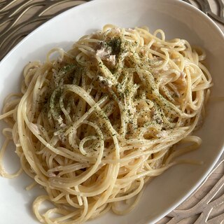 ツナマヨパスタの和風仕立て